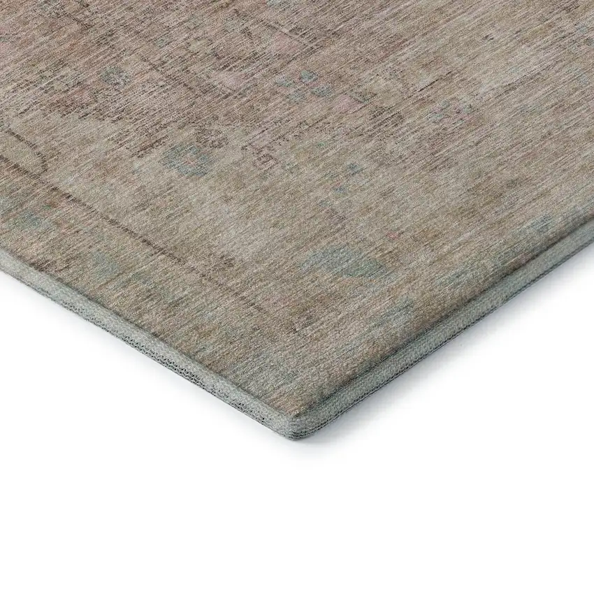 Pink Beige And Teal Tribal Washable Area Rug With UV Protection Photo 7