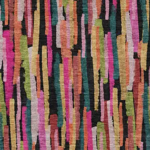 Photo of Pink Black And Green Striped Washable Indoor Outdoor Area Rug