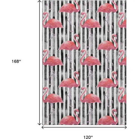 Pink Black And White Geometric Washable Area Rug With UV Protection Photo 3