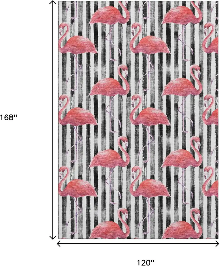 Pink Black And White Geometric Washable Area Rug With UV Protection Photo 3