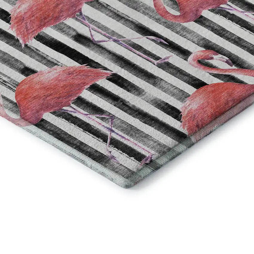 Pink Black And White Geometric Washable Area Rug With UV Protection Photo 7