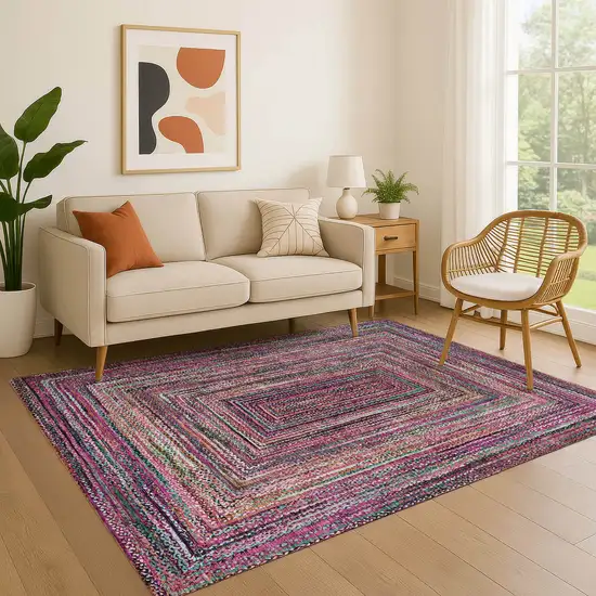Pink Blue And Orange Geometric Washable Area Rug With UV Protection Photo 4