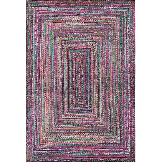 Pink Blue And Orange Geometric Washable Area Rug With UV Protection Photo 3