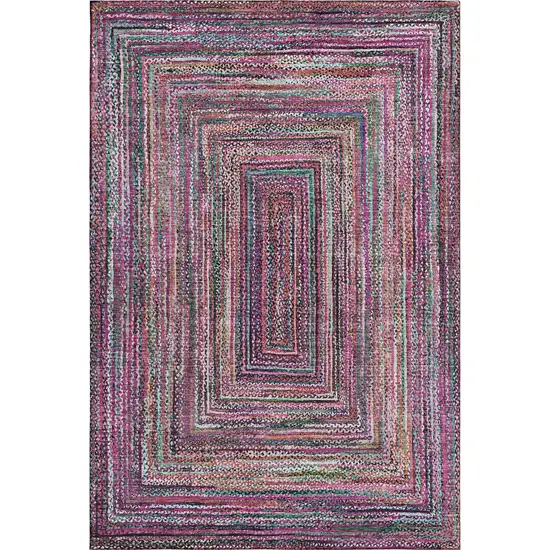 Pink Blue And Orange Geometric Washable Area Rug With UV Protection Photo 1