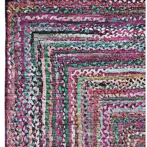 Photo of Pink Blue And Orange Geometric Washable Area Rug With UV Protection