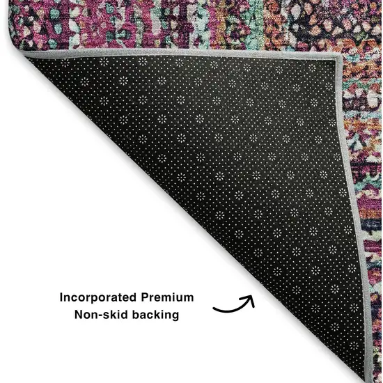 Pink Blue And Orange Geometric Washable Area Rug With UV Protection Photo 6