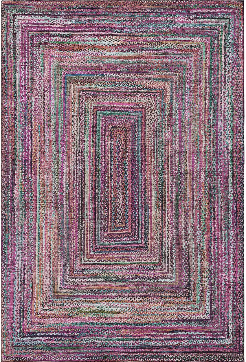 Pink Blue And Orange Geometric Washable Area Rug With UV Protection Photo 3