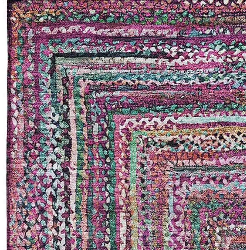 Pink Blue And Orange Geometric Washable Area Rug With UV Protection Photo 2