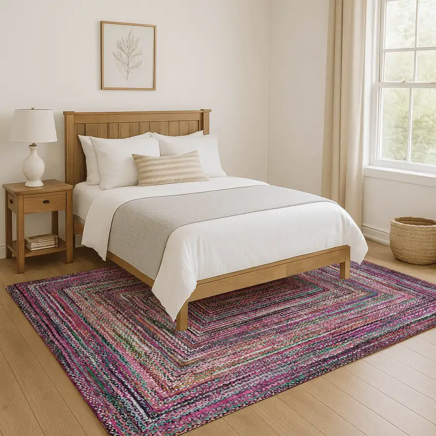 Pink Blue And Orange Geometric Washable Area Rug With UV Protection Photo 5