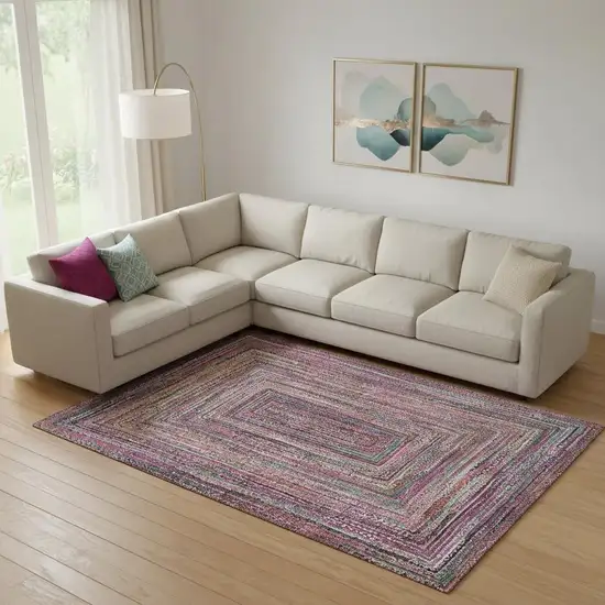 Pink Blue And Orange Geometric Washable Area Rug With UV Protection Photo 2