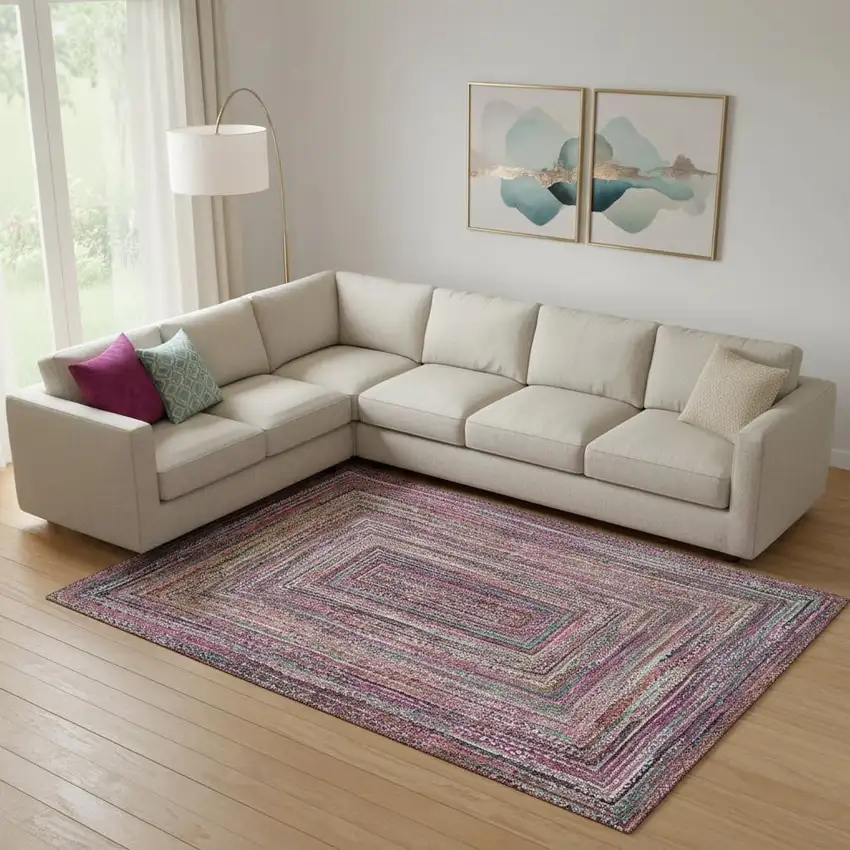 Pink Blue And Orange Geometric Washable Area Rug With UV Protection Photo 2