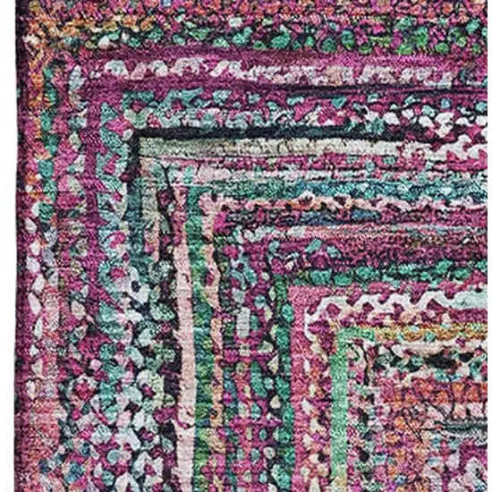 Pink Blue And Orange Geometric Washable Area Rug With UV Protection Photo 2