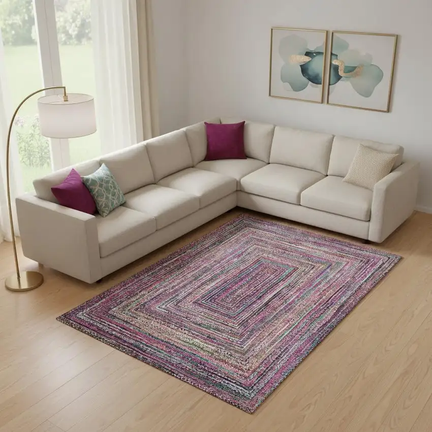 Pink Blue And Orange Geometric Washable Area Rug With UV Protection Photo 2