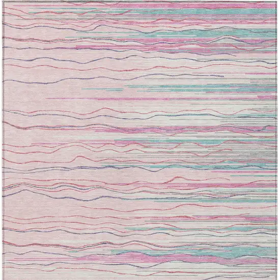 Pink Blue And Purple Striped Washable Indoor Outdoor Area Rug Photo 7
