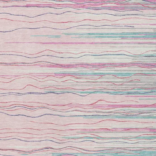 Pink Blue And Purple Striped Washable Indoor Outdoor Area Rug Photo 6