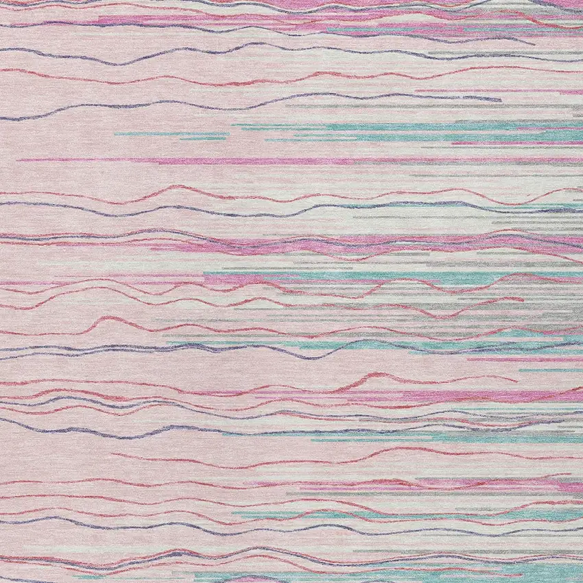 Pink Blue And Purple Striped Washable Indoor Outdoor Area Rug Photo 6