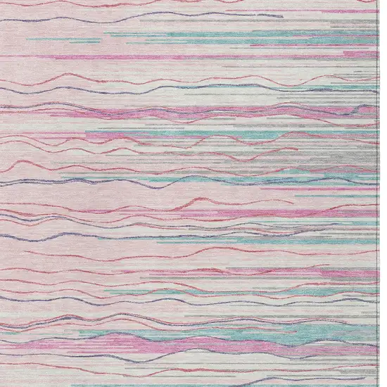 Pink Blue And Purple Striped Washable Indoor Outdoor Area Rug Photo 6