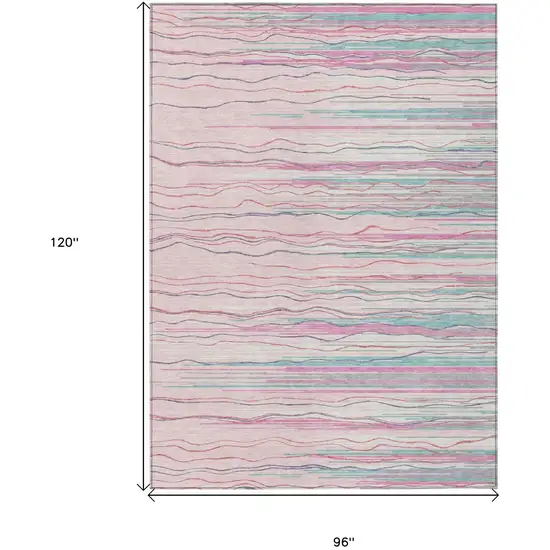 Pink Blue And Purple Striped Washable Indoor Outdoor Area Rug Photo 3