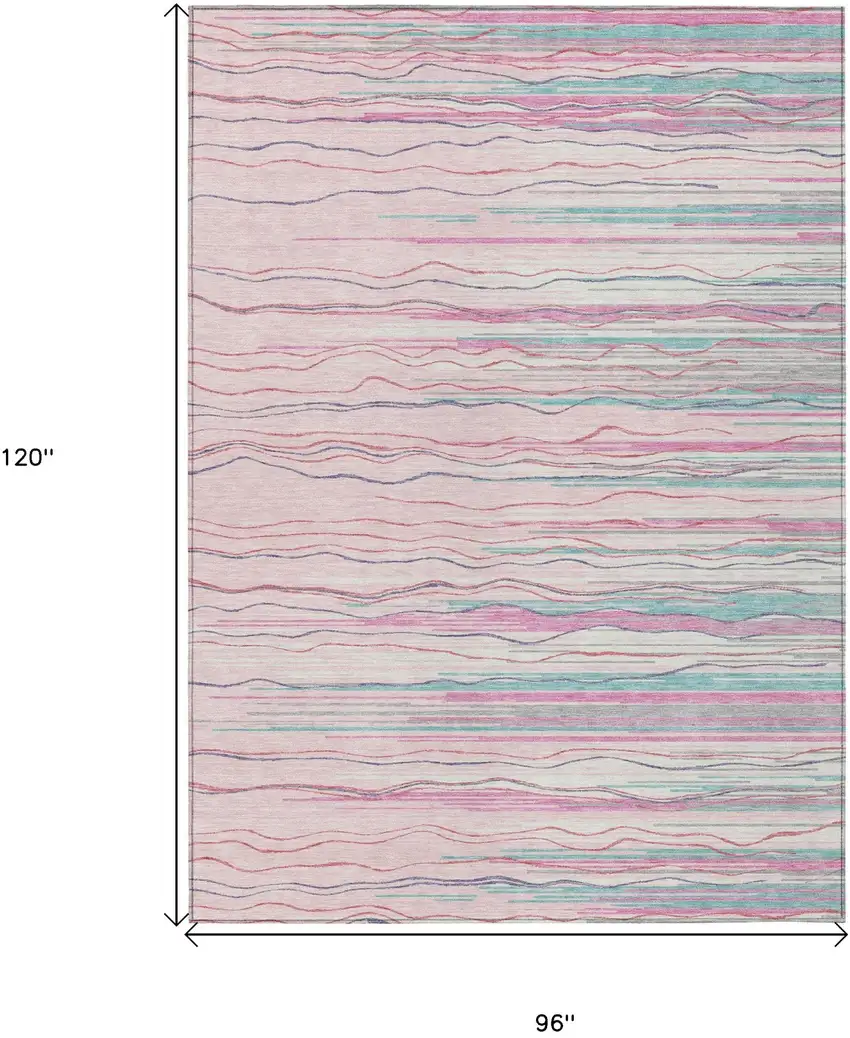 Pink Blue And Purple Striped Washable Indoor Outdoor Area Rug Photo 3