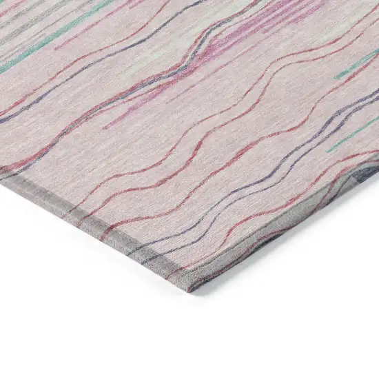Pink Blue And Purple Striped Washable Indoor Outdoor Area Rug Photo 4