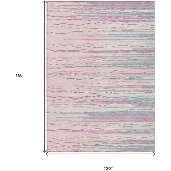 Pink Blue And Purple Striped Washable Indoor Outdoor Area Rug Photo 3