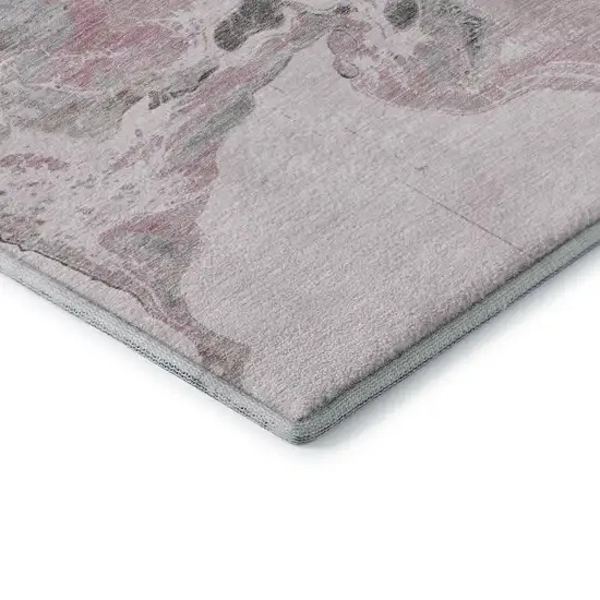 Pink Blue And Silver Abstract Washable Area Rug With UV Protection Photo 7