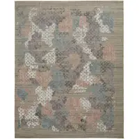 Photo of Pink Blue And Taupe Abstract Hand Woven Area Rug