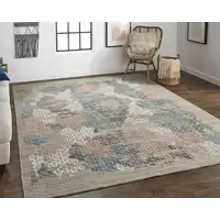 Photo of Pink Blue And Taupe Abstract Hand Woven Area Rug