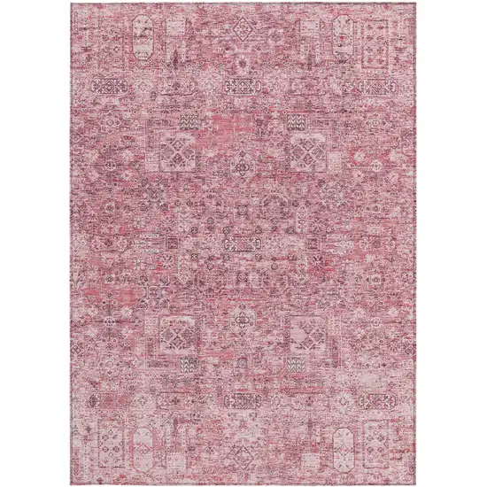 Pink Blush And Charcoal Floral Washable Indoor Outdoor Area Rug Photo 7