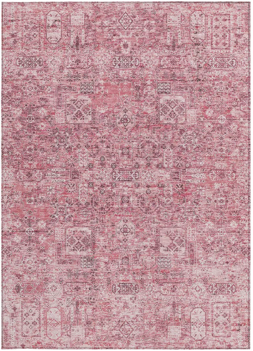 Pink Blush And Charcoal Floral Washable Indoor Outdoor Area Rug Photo 7