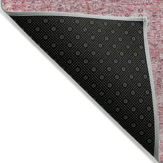 Pink Blush And Charcoal Floral Washable Indoor Outdoor Area Rug Photo 4