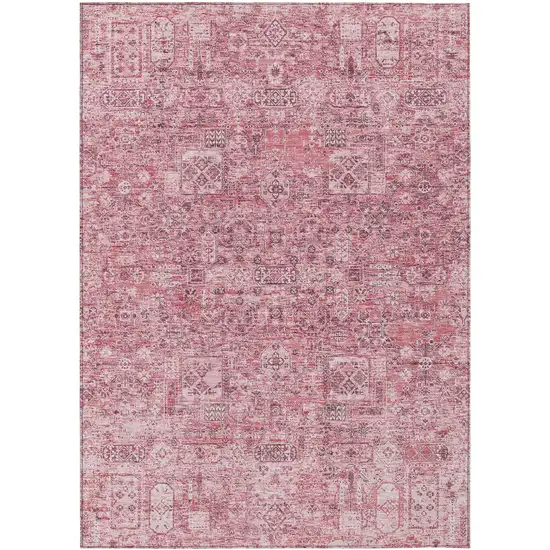 Pink Blush And Charcoal Floral Washable Indoor Outdoor Area Rug Photo 2