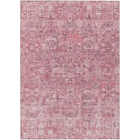 Pink Blush And Charcoal Floral Washable Indoor Outdoor Area Rug Photo 2