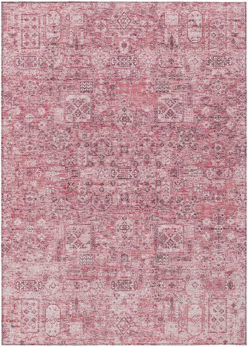 Pink Blush And Charcoal Floral Washable Indoor Outdoor Area Rug Photo 2