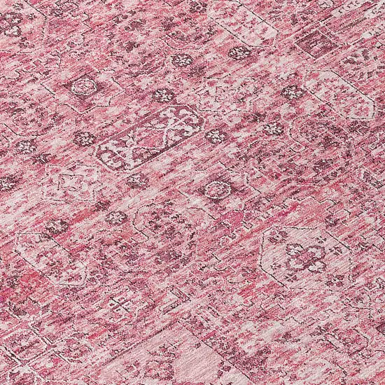 Pink Blush And Charcoal Floral Washable Indoor Outdoor Area Rug Photo 6