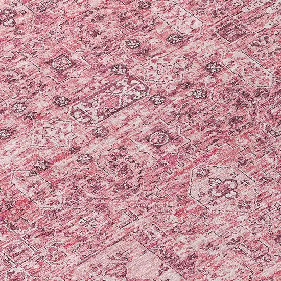 Pink Blush And Charcoal Floral Washable Indoor Outdoor Area Rug Photo 6