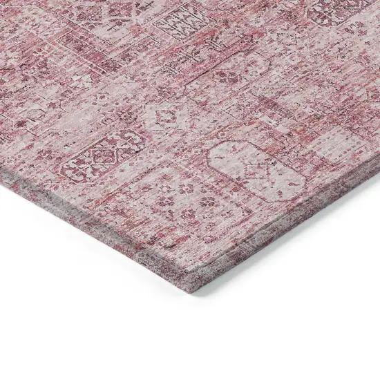 Pink Blush And Charcoal Floral Washable Indoor Outdoor Area Rug Photo 5