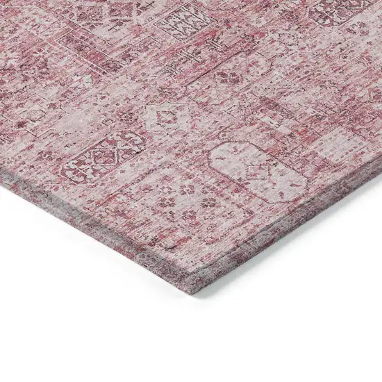 Pink Blush And Charcoal Floral Washable Indoor Outdoor Area Rug Photo 5