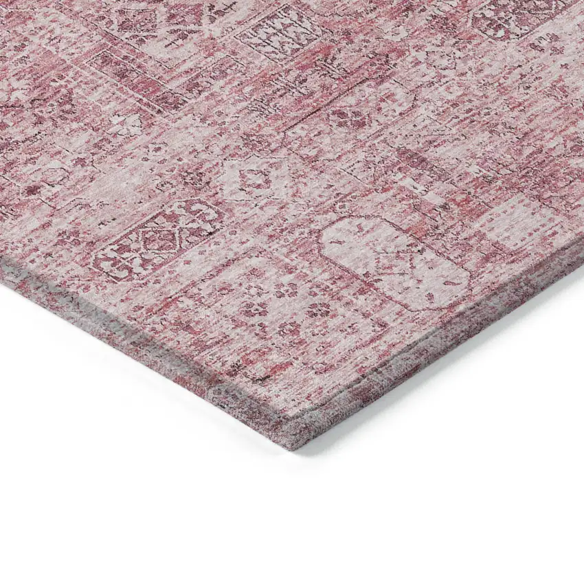 Pink Blush And Charcoal Floral Washable Indoor Outdoor Area Rug Photo 5
