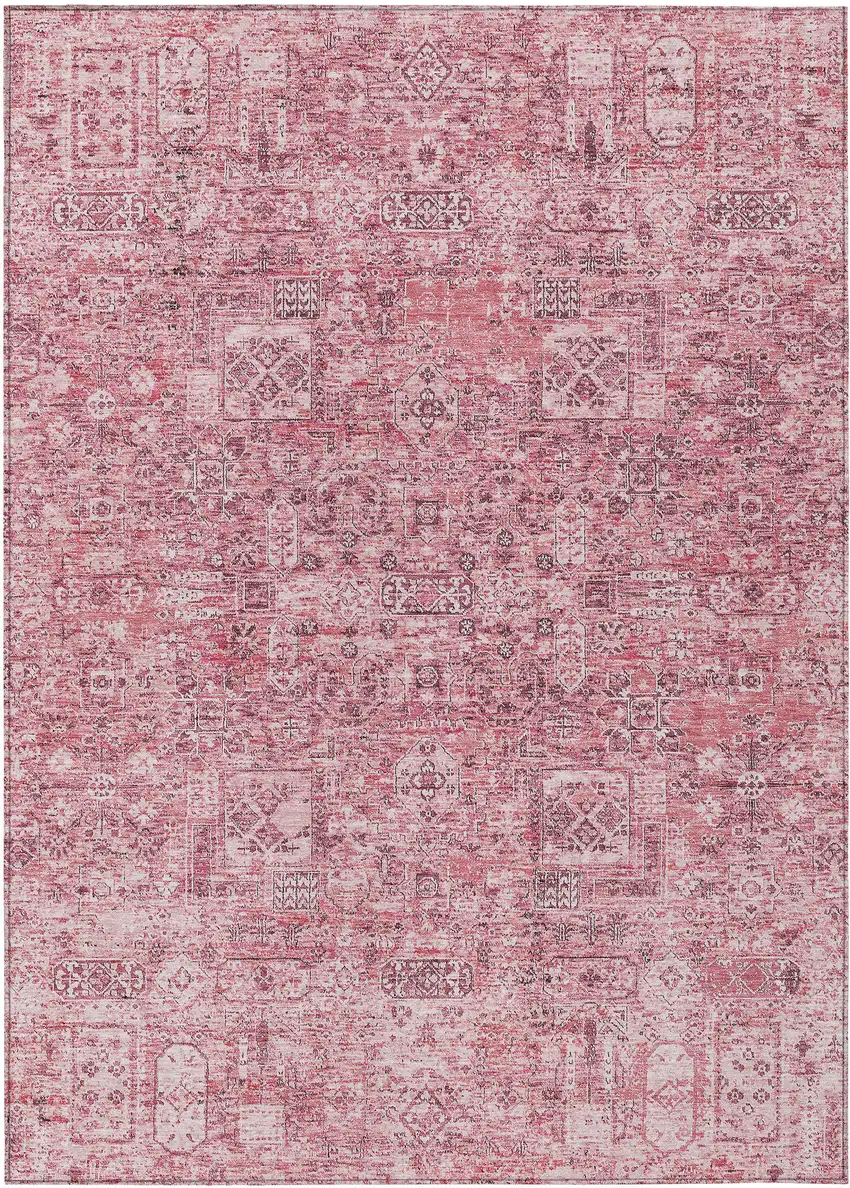 Pink Blush And Charcoal Floral Washable Indoor Outdoor Area Rug Photo 2
