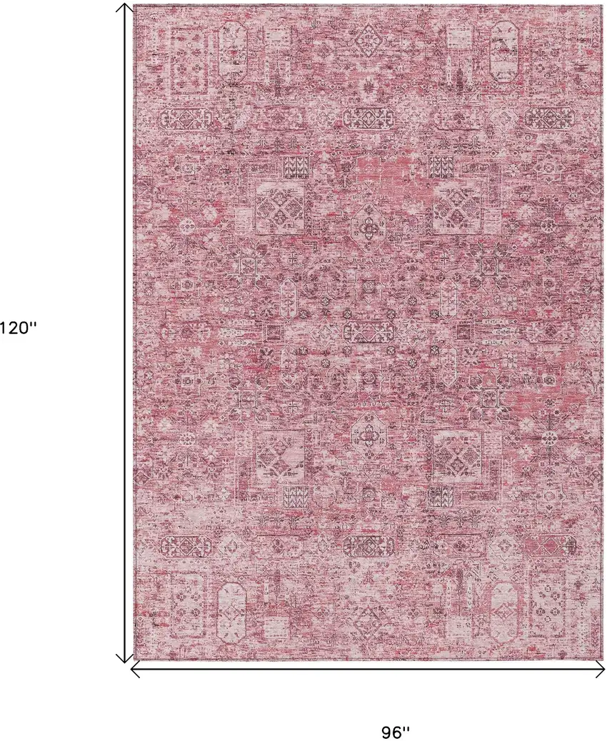 Pink Blush And Charcoal Floral Washable Indoor Outdoor Area Rug Photo 3