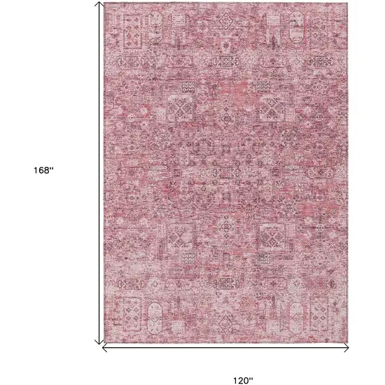 Pink Blush And Charcoal Floral Washable Indoor Outdoor Area Rug Photo 3