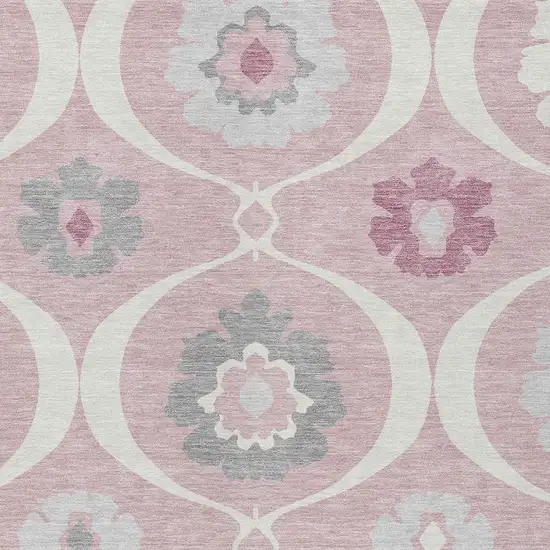 Pink Blush And Gray Medallion Washable Indoor Outdoor Area Rug Photo 7