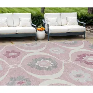 Photo of Pink Blush And Gray Medallion Washable Indoor Outdoor Area Rug
