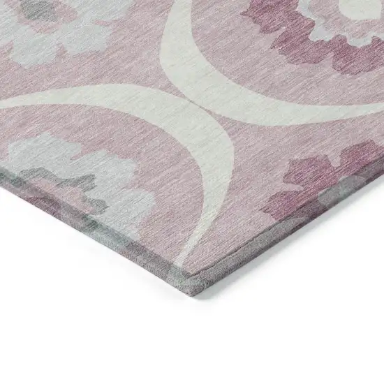 Pink Blush And Gray Medallion Washable Indoor Outdoor Area Rug Photo 5