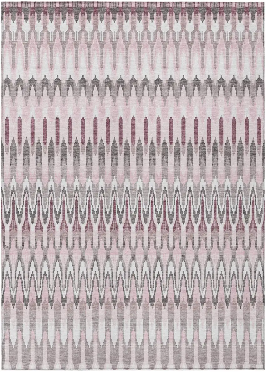 Pink Blush And Gray Southwestern Washable Indoor Outdoor Area Rug Photo 2
