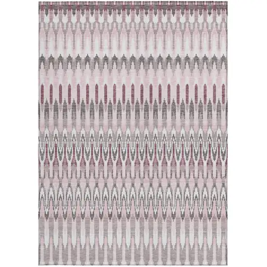 Pink Blush And Gray Southwestern Washable Indoor Outdoor Area Rug Photo 5