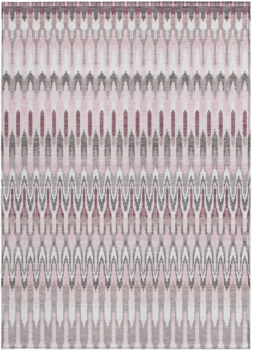Pink Blush And Gray Southwestern Washable Indoor Outdoor Area Rug Photo 5