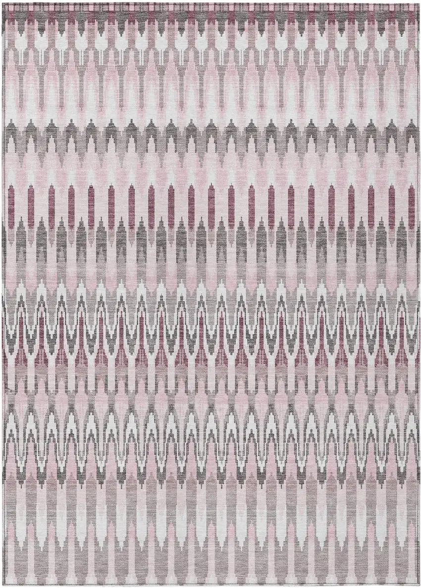 Pink Blush And Gray Southwestern Washable Indoor Outdoor Area Rug Photo 2