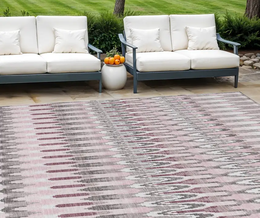 Pink Blush And Gray Southwestern Washable Indoor Outdoor Area Rug Photo 1